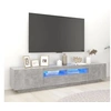 Image de Meuble TV avec lumières LED Gris béton 200x35x40 cm