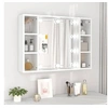 Image de Armoire à miroir - - 76x15x55 cm - LED - Bois d'ingénierie - Salle de bain