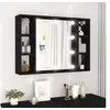 Image de Armoire à Miroir avec LED, Armoire Mural avec 6 Compartiments, Meuble de Rangement, Organisateur de Salle de Bain 808856
