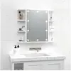 Image de Armoire à miroir avec LED Blanc brillant 70x16,5x60 cm