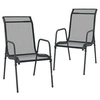 Image de Lot de 2 chaise H. 88 cm non pliable exterieur en acier gris