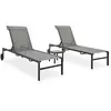 Image de Lot de 2 Chaises Longues avec Table, Bain de Soleil, Transat de Terrasse, Siège de Jardin Patio Extérieur, Textilène 316828