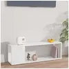 Image de Meuble TV Blanc brillant 100x24x32 cm Bois d ingénierie