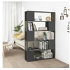 Image de Bibliothèque Séparateur de Pièce, Armoire à Livres avec 5 Compartiments, Etagère de Rangement, Scandinave, Gris Brillant Bois d'Ingénierie