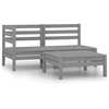 Image de Salon de jardin modulable bois massif gris 3 pieces 63.5 x 63.5 x 62.5 3 personnes