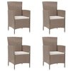 Image de Lot de 4 chaise exterieur non pliable en resine tressee H. 88 cm beige