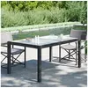 Image de Table de jardin 150x90x75cm, Verre trempé et résine tressée Noir