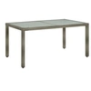 Image de Table de jardin 150x90x75 cm Verre trempé et poly rotin Gris 316707