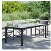 Image de Table de jardin Noir 190x90x75 cm Verre trempé résine tressée
