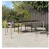Image de Table de jardin Beige 250x100x75 cm Verre trempé et poly rotin 316728