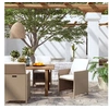 Image de Lot de 4 chaise exterieur non pliable en resine tressee H. 85 cm beige