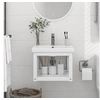 Image de Cadre de Lavabo de Salle de Bain Mural Support de Lavabo Suspendu Meuble de Rangement de Salle de Bain Blanc 40x38x31 cm Fer