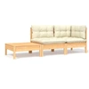 Image de 3-delige Loungeset met cràmekleurige kussens massief grenenhout806670