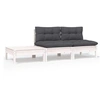 Image de Bois de Pin Massif Salon de Jardin 3 pcs avec Coussins Mobilier de Patio Meubles d'Extérieur Mobilier de Jardin Meubles de Terrasse Blanc 806683