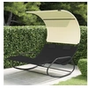 Image de Chaise longue double à bascule avec auvent Noir et crème