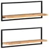 Image de Wandschappen 2 st 100x24x35 cm massief acaciahout en staal 338457