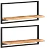 Image de Etagères murales 2 pcs 80x25x35 cm Bois d acacia et acier