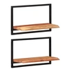 Image de Wandschappen 2 st 60x25x35 cm massief acaciahout en staal338459