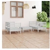 Image de Salon de jardin modulable bois massif blanc 5 pieces 63.5 x 63.5 x 62.5 4 personnes