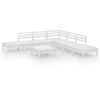 Image de Salon de jardin modulable bois massif blanc 8 pieces 63.5 x 63.5 x 62 7 personnes
