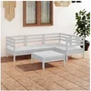 Image de Salon de jardin modulable bois massif blanc 5 pieces x 63.5 x 62.5 5 personnes