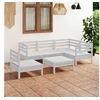 Image de Salon de jardin modulable bois massif blanc 6 pieces 63.5 x 63.5 x 62.5 6 personnes