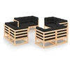 Image de Salon de jardin 8 pcs avec coussins Bois de pin massif
