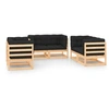 Image de Salon de jardin 6 pcs avec coussins Bois de pin massif