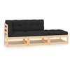 Image de Bois de Pin Solide Salon de Jardin 3 pcs avec Coussins Meubles de Terrasse Mobilier de Patio Ensemble de Meubles 3083771