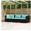 Image de Driezitsbank met kussens poly rattan zwart317533