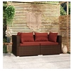 Image de Bank 2-zits met kussens poly rattan bruin317542