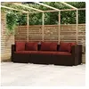 Image de Canapé avec Coussins Siège de Patio Canapé de Jardin Sofa de Terrasse Meuble d'Arrière-Cour Extérieur Marron Résine Tressée 3 Places