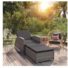 Image de Chaise longue avec coussin gris foncé Résine tressée Gris317178