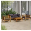 Image de Salon de jardin 5 pcs avec coussin Bois d'acacia solide