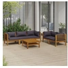Image de Salon de jardin modulable bois massif gris 6 pieces x 69 x 62.5 5 personnes