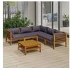 Image de Salon de jardin modulable 5 personnes gris bois massif 69 x 65 x 62.5 cm 6 pieces