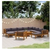 Image de Salon de jardin modulable gris 12 pieces bois massif 69 x 65 x 62.5 cm 11 personnes