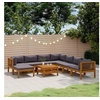 Image de Salon de jardin modulable gris 9 pieces bois massif 69 x 65 x 62.5 cm 8 personnes
