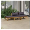 Image de Salon de jardin modulable bois massif gris 3 pieces x 65 x 62.5 3 personnes