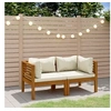 Image de Canapé de jardin 2 places et coussin crème Bois d acacia massif