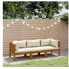 Image de Canapé de jardin 3 places et coussin crème Bois d'acacia massif