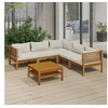 Image de Salon de jardin modulable 6 pieces bois massif 5 personnes 69 x 65 x 62.5 cm beige