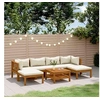 Image de Salon de jardin modulable beige 7 pieces 6 personnes 69 x 65 x 62.5 cm bois massif