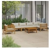 Image de Salon de jardin modulable bois massif 7 pieces 6 personnes 69 x 65 x 62.5 cm beige