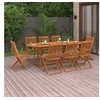 Image de Bois d'Acacia Massif Mobilier à Dîner de Jardin 9 pcs Table et Chaises de Patio Ensemble de Salle à Manger de 3086976
