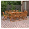 Image de Bois d'Acacia Massif Mobilier à Dîner de Jardin 11 pcs Table et Chaises de Patio Ensemble de Salle à Manger 3086977