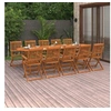 Image de Bois d'Acacia Massif Mobilier à Dîner de Jardin 11 pcs Table et Chaises de Patio Ensemble de Salle à Manger 3086978