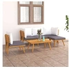 Image de Salon de jardin modulable bois massif gris 6 pieces 90.0 x 55 x 35 5 personnes