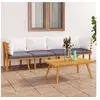 Image de Salon de jardin 4 pcs avec coussins Bois d'acacia solide, 44kg
