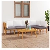 Image de Salon de jardin modulable bois massif gris 5 pieces 90.0 x 55 x 35 5 personnes